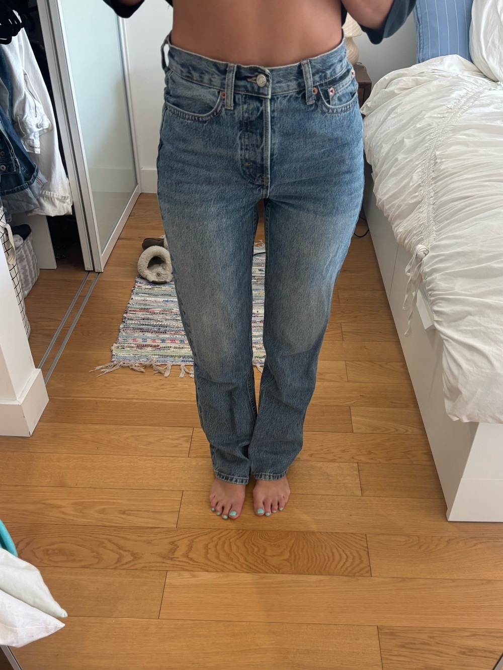 Straight-Leg Classic Blue Jeans